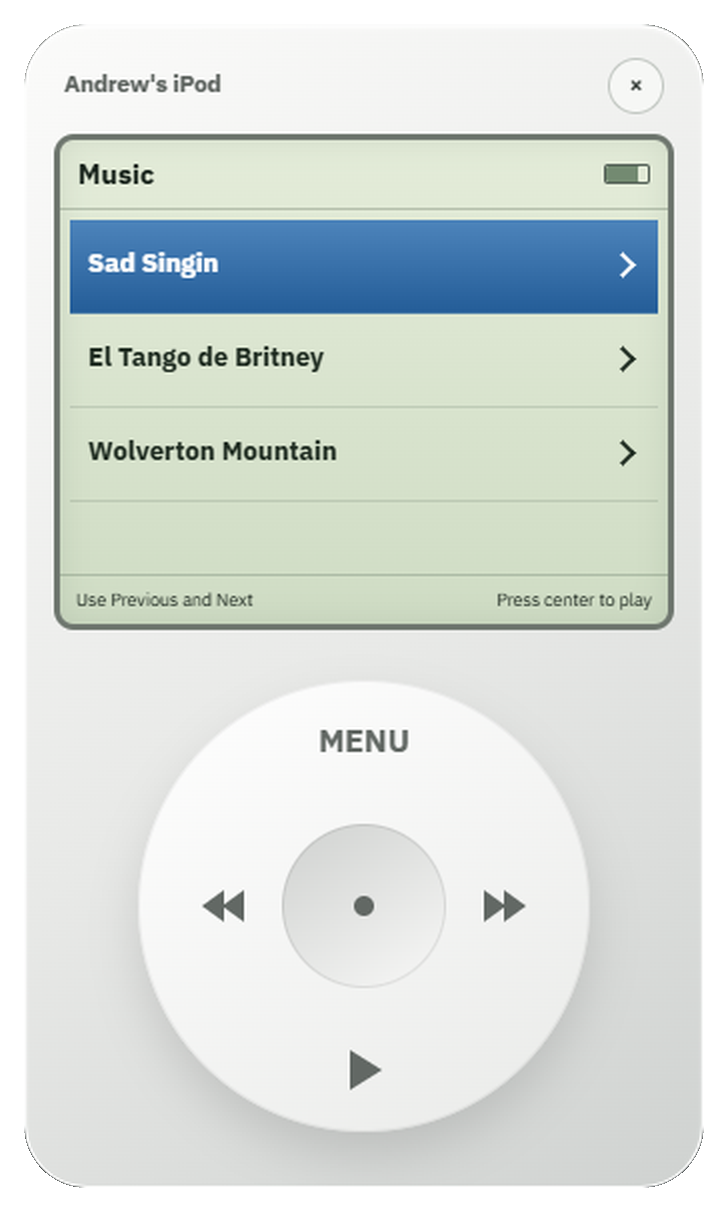 Open Andrew's iPod music player